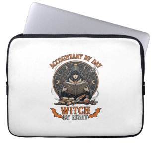 Boekhouder Dag Heks Nacht Halloween Magie Boek_1 Laptop Sleeve