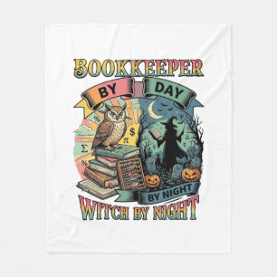 Boekhouder Dag Heks Nacht Halloween Uil Boeken Pom Fleece Deken