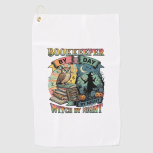 Boekhouder Dag Heks Nacht Halloween Uil Boeken Pom Golfhanddoek