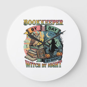 Boekhouder Dag Heks Nacht Halloween Uil Boeken Pom Grote Klok