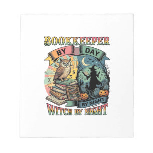 Boekhouder Dag Heks Nacht Halloween Uil Boeken Pom Notitieblok