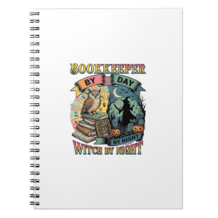 Boekhouder Dag Heks Nacht Halloween Uil Boeken Pom Notitieboek