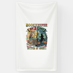 Boekhouder Dag Heks Nacht Halloween Uil Boeken Pom Spandoek