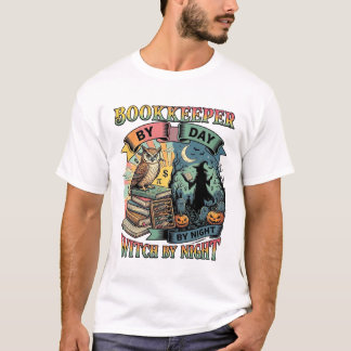 Boekhouder Dag Heks Nacht Halloween Uil Boeken Pom T-shirt