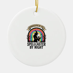 Boekhouder Heks Retro Halloween Boekhoudkundig Ont Keramisch Ornament