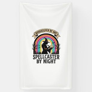 Boekhouder Heks Retro Halloween Boekhoudkundig Ont Spandoek