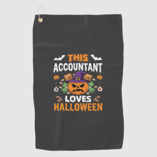 Boekhouder Loves Halloween Pompoen Boekhouder Desi Golfhanddoek