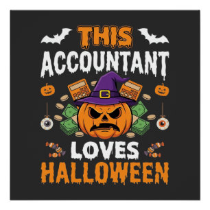 Boekhouder Loves Halloween Pompoen Boekhouder Desi Perfect Poster