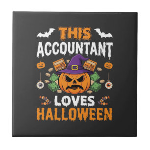 Boekhouder Loves Halloween Pompoen Boekhouder Desi Tegeltje