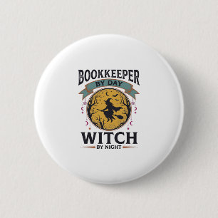 Boekhouder overdag Heks 's nachts Vintage T-shirt  Ronde Button 5,7 Cm