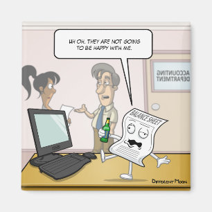 Boekhouding Drink Balans Punny Square Magnet Magneet