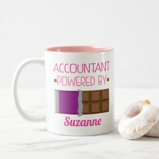 Boekhoudkundige Funny Personalized Gift Tweekleurige Koffiemok (Met donut)