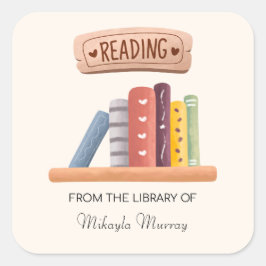 Boekhoudplank Gepersonaliseerde boekplaat Vierkante Sticker
