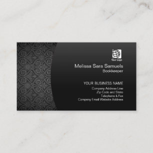 Boekhoudster Finance Services Elegant Black Damask Visitekaartje