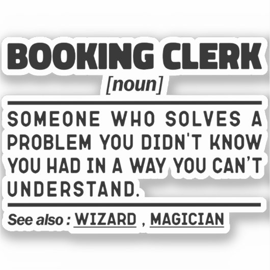 Boeking Clerk zelfstandig naamwoord definitie grap Sticker (Voorkant)