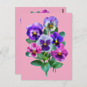 Boekje van Violets Pansy Flowers DANK JE Briefkaart