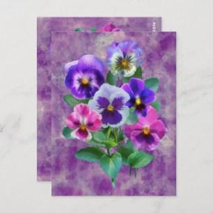 Boekje van Violets Pansy Flowers DANK JE Briefkaart