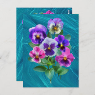 Boekje van Violets Pansy Flowers DANK JE Briefkaart