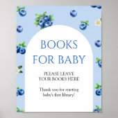 Boekjes voor baby met blauwe bes baby shower poster (Voorkant)