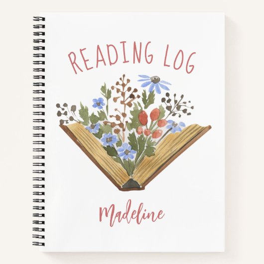 Boeklaag Open Boek met bloemen Lezen Logboek (Voorkant)