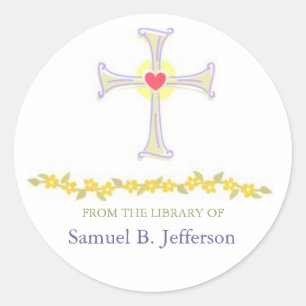 Boeklabels voor cross-design ronde sticker