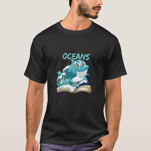 Boeklezer en oceanen met haaienbestanden SH T-shirt (Voorkant)