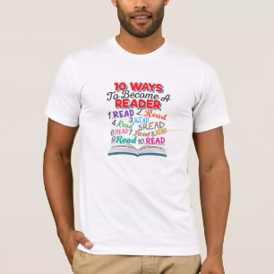 Boekliefhebber 10 manieren om een lezer te worden t-shirt