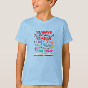 Boekliefhebber 10 manieren om een lezer te worden t-shirt