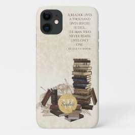 Boekliefhebber Bibliofiel Lezen Quote Monogram Naa iPhone 11 Hoesje