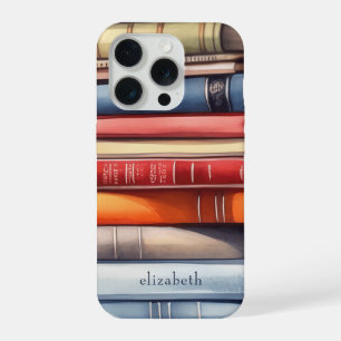 Boekliefhebber Boekenstapel Gepersonaliseerd iPhone 15 Pro Hoesje