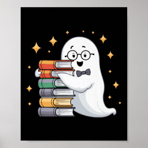 Boekliefhebber Halloween Geest Docent Boek Stapel Poster
