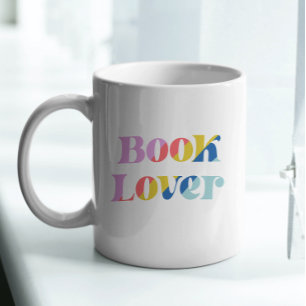 Boekliefhebber kleurrijke retro typografie trendy koffiemok