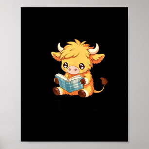 Boekliefhebber koe boekenwurm ik lees graag dieren poster