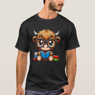 Boekliefhebber leest Hooglandrund T-shirt