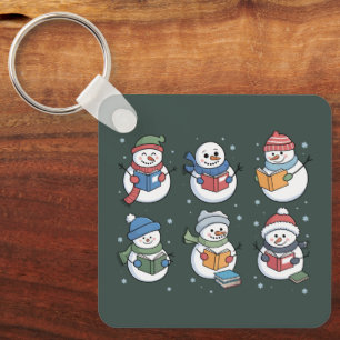 Boekliefhebber Sneeuwman Lezen Cadeau Leraar Winte Sleutelhanger