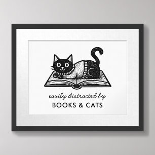 Boekliefhebber Zwarte Kat Grappige Quote Poster