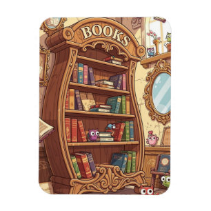 Boekliefhebbers Schattige Cartoon Boekenplank met  Magneet