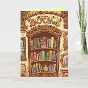 Boekliefhebbers Schattige Cartoon Boekenplank vrol Kaart