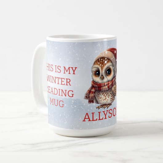 Boekliefhebbers| Schattigee uil| Funny Statement Koffiemok (Voorkant links)