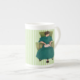 Boekmeisje als voorzitter, Blauwgroen Groene Tea C Porselein Kop