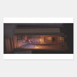 Boeknoodiorama - weg van winkelen rechthoekige sticker