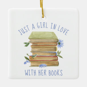 Boekomslag Stack Flowers keramisch sieremmer Ornament