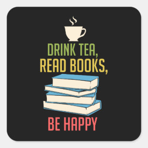 Boekomslag - Tea Books Happy Vierkante Sticker