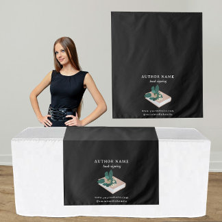 Boekondertekening Auteur Tafel Runner Banner Zwart Wandkleed