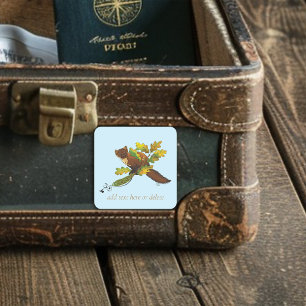 Boekplaat met boommarter en herfstbladeren vierkante sticker