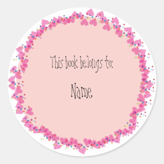 Boekplaat met schattige hartjes ronde sticker