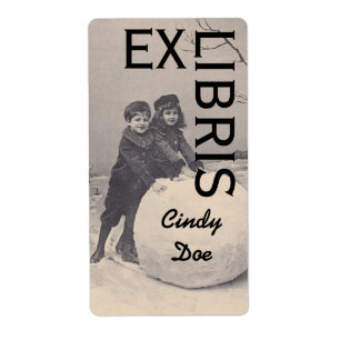 Boekplaat Victoriaans Boekenlabel EX LIBRIS Snowma Etiket