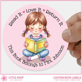 Boekplaat voor Klasbibliotheek van Custom Teacher Ronde Sticker