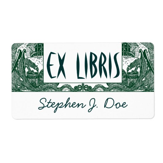 Boekplaten Draken in Dungeon Bookend EX LIBRIS Etiket (Voorkant)