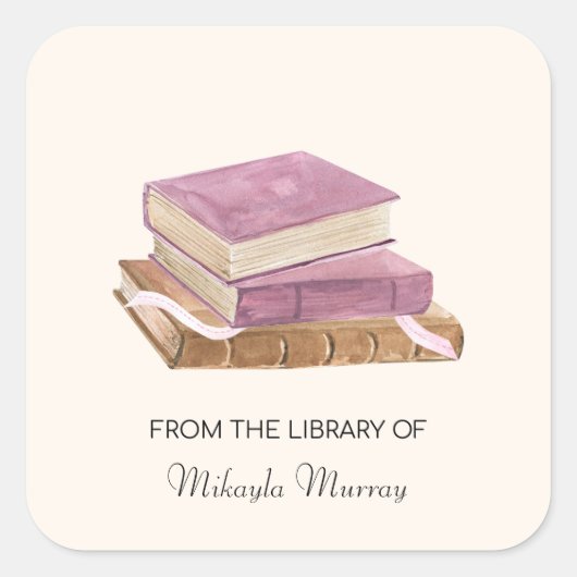 Boekstapel Aangepaste boekplaat Vierkante Sticker (Voorkant)